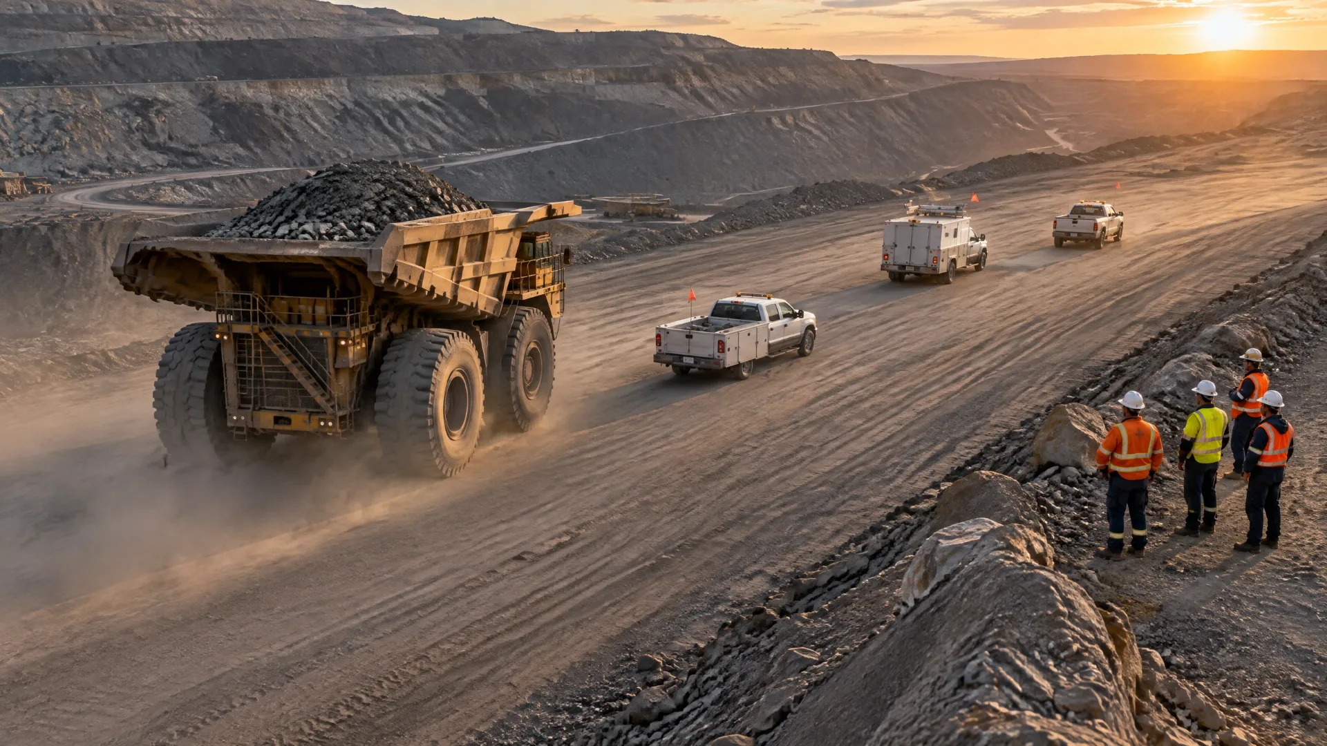 Haul truck in low speed workflow, higher-speed  collision-risk edge